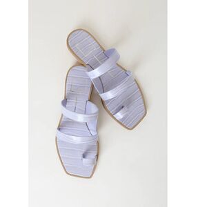 Dolce Vita Isala Blue Crocodile Embossed Toe Loop Flat Sandals Women 8.5 Pastel